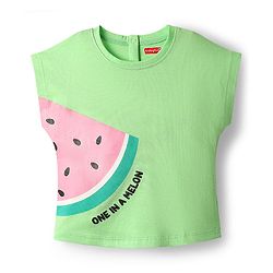 Babyhug 100% Cotton Knit Half Sleeves T-Shirt with Watermelon Print - Light Green