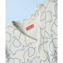Babyhug Interlock Knit Half Sleeves Front Open T-Shirts & Shorts Sets with Elephant Print - Teal Blue