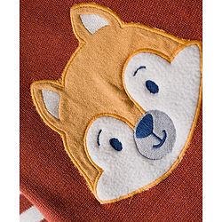 Babyhug Organic Cotton Knit Full Raglan Sleeves Striped Pullover Sweater Set with Cap & Fox Patch Detailing - Brown