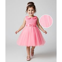 Babyhug Woven Sleeveless Peter Pan Collar Party Dress With Floral ...