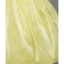 Babyhug Woven Half Puffed Sleeves Party Dress with Floral Applique - Yellow