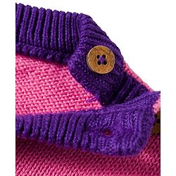 Babyhug Organic Cotton Knitted Full Sleeves Pullover Sweater Set With Horse Design & Cap - Purple & Pink