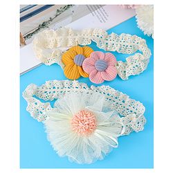 Babyhug Free Size Headbands with Floral Applique Pack of 2 - White