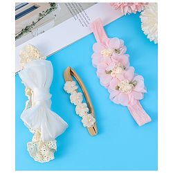 Babyhug Free Size Headbands with Floral & Bow Pack of 3 - Multicolor