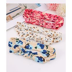 Babyhug Free Size Headbands with Floral Print Pack of 3 - Multicolor