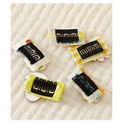 Babyhug Hair Clips with Bear Floral & Cupcake Applique Pack of 5 - Yellow & White