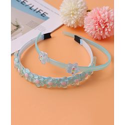 Babyhug Free Size Hair Bands With Floral & Star Applique Pack of 2 - Light Blue