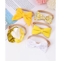 Babyhug Free Size Headbands with Bow & Floral Applique Pack of 5 - Yellow