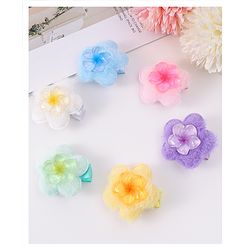 Babyhug Hair Pins And Clips With Floral  Applique Pack of 10 - Pink