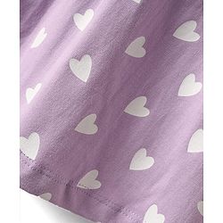 Babyhug Cotton Knit Full Sleeves Co-ords Night Suit With Heart Print - Purple