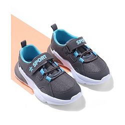 Cute Walk by Babyhug Velcro Closure Sneakers with Text Print - Grey