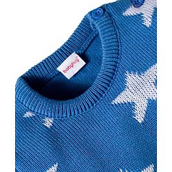 Babyhug Knit Full Sleeves Pullover Sweater Set with Star Design - Blue
