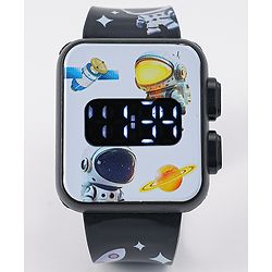 Babyhug Digital Watch With Space Theme Free Size - Black