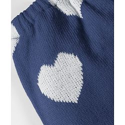 Babyhug Knit Full Length Woollen Pant With Hearts Design - Navy Blue