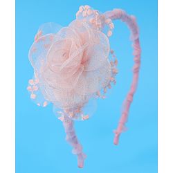 Babyhug Hairband with Floral Applique & Mesh Detailing Free Size - Pink