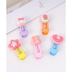 Babyhug Hair Clips with Floral Applique Pack of 8 - Pink Green and Yellow main image 0