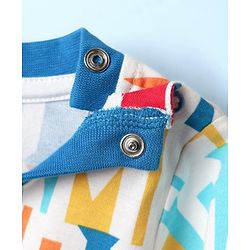 Babyhug Cotton Knit Half Sleeves Co-ords Shorts Night Suit With Gamer Text Print - Multicolor