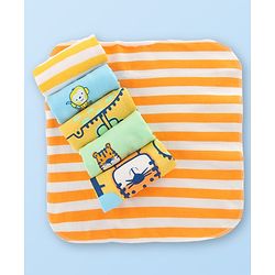 Babyhug Cotton Knit Printed Face & Hand Towel Pack Of 6 L 27.5 x B 28 cm - Multicolour