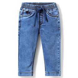Babyhug Full Length Washed Denim Jeans with Stretch - Blue