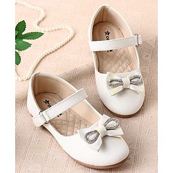 Cute Walk by Babyhug Velcro Closure with Pearls & Floral Applique Ballerinas - Purple main image 1