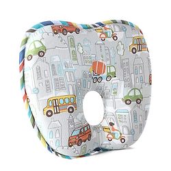 Babyhug Memory Foam Head Shaping Baby Pillow Transport Print - Grey| Prevents Flat-Head Syndrome| Firm| Neck and Shoulder Support| Soft Breathable Fabric| Washable| Travel Friendly| 0+ Months