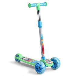 Babyhug 3 Wheel Foldable Kids Scooter with LED Light 4 Level Height Adjustment - Blue| Lean to Steer| Stable Design| Toy for 3 to 14 year Boys and Girls| Activity Gift| Promotes Physical Activity