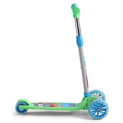 Babyhug 3 Wheel Foldable Kids Scooter with LED Light 4 Level Height Adjustment - Blue| Lean to Steer| Stable Design| Toy for 3 to 14 year Boys and Girls| Activity Gift| Promotes Physical Activity