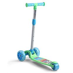 Babyhug 3 Wheel Foldable Kids Scooter with LED Light 4 Level Height Adjustment - Blue| Lean to Steer| Stable Design| Toy for 3 to 14 year Boys and Girls| Activity Gift| Promotes Physical Activity