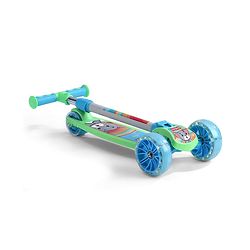 Babyhug 3 Wheel Foldable Kids Scooter with LED Light 4 Level Height Adjustment - Blue| Lean to Steer| Stable Design| Toy for 3 to 14 year Boys and Girls| Activity Gift| Promotes Physical Activity