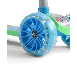Babyhug 3 Wheel Foldable Kids Scooter with LED Light 4 Level Height Adjustment - Blue| Lean to Steer| Stable Design| Toy for 3 to 14 year Boys and Girls| Activity Gift| Promotes Physical Activity