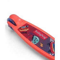 Babyhug 3 Wheel Foldable Kids Scooter With LED Light 4 Level Height Adjustment - Orange & Blue