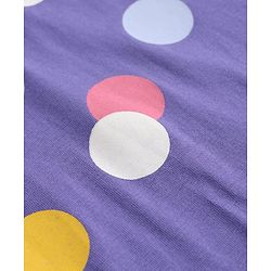 Babyhug Cotton Knit Raglan Half Sleeves Nighty with Polka Dot Print - Violet