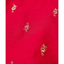 Babyhug Woven Full Sleeves Kurta Dhoti Set With Floral Embroidery - Red