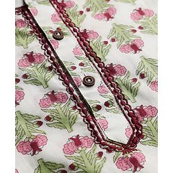 Babyhug Cotton Woven Full Sleeves Kurta Dhoti Set With Floral Print - White