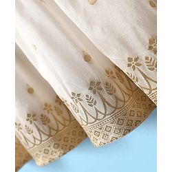 Babyhug Woven Half Sleeves Ethnic Dress With Floral Embriodery - White
