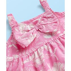 Babyhug Woven Sleeveless Top and Shorts with Tropical Print - Pink