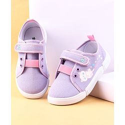 Cute Walk by Babyhug Casual Shoes with Velcro Closure & Kitty Print - Purple