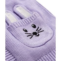 Babyhug Knitted Full Raglan Sleeves Hooded Front Open Sweater With Bunny Pockets - Lilac