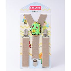 Babyhug Free Size Suspender With Dino Applique - Khaki