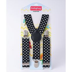 Babyhug Free Size Suspender With Polka Dots Print - Black