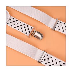 Babyhug Suspender with Polka Dot Design Free Size - White