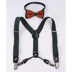 Babyhug Bow & Suspender Set Free Size - Dark Green