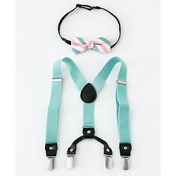 Babyhug Bow & Suspender Set - Light Green