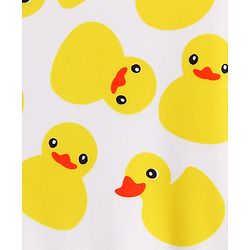 Babyhug Sleeveless Frock Swimsuit With Bird Print -White