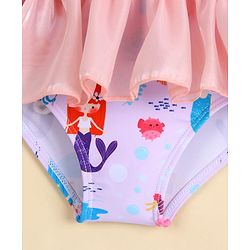 Babyhug Sleeveless Frock Swimsuit With Mermaid Print - Light Blue