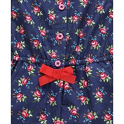 Babyhug Sleeveless Jumpsuit Rose Print - Navy Blue
