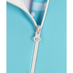 Babyhug Half Raglan Sleeves Legged Swimsuit & Cap - Light Blue