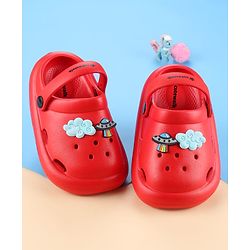 Cute Walk by Babyhug Back Strap Closure Solid Coloured Clogs With Applique - Red