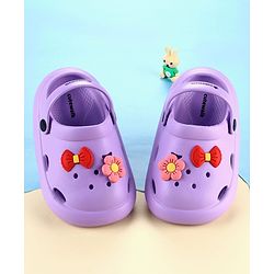 Cute Walk by Babyhug Slip On Clogs With Floral & Bow Applique - Purple