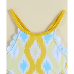Babyhug Sleeveless Printed V Cut Swimsuit - Yellow